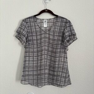 CAbi Women's Size XS Black White Plaid Agenda Top
